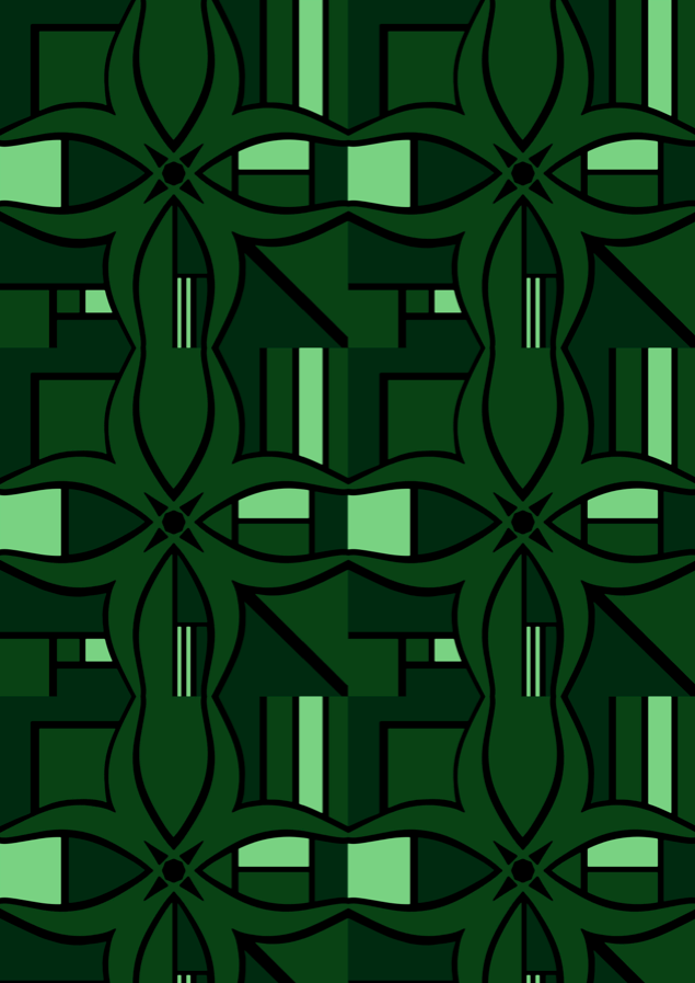BLOK - Forest green geometric designer wallpaper design