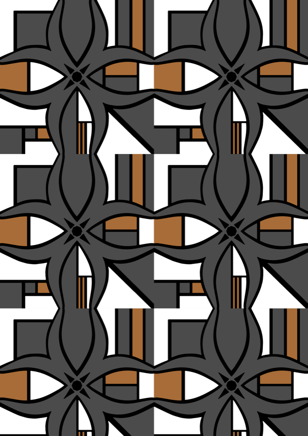 BLOK - Skateboard2 black white grey and brown geometric designer wallpaper design