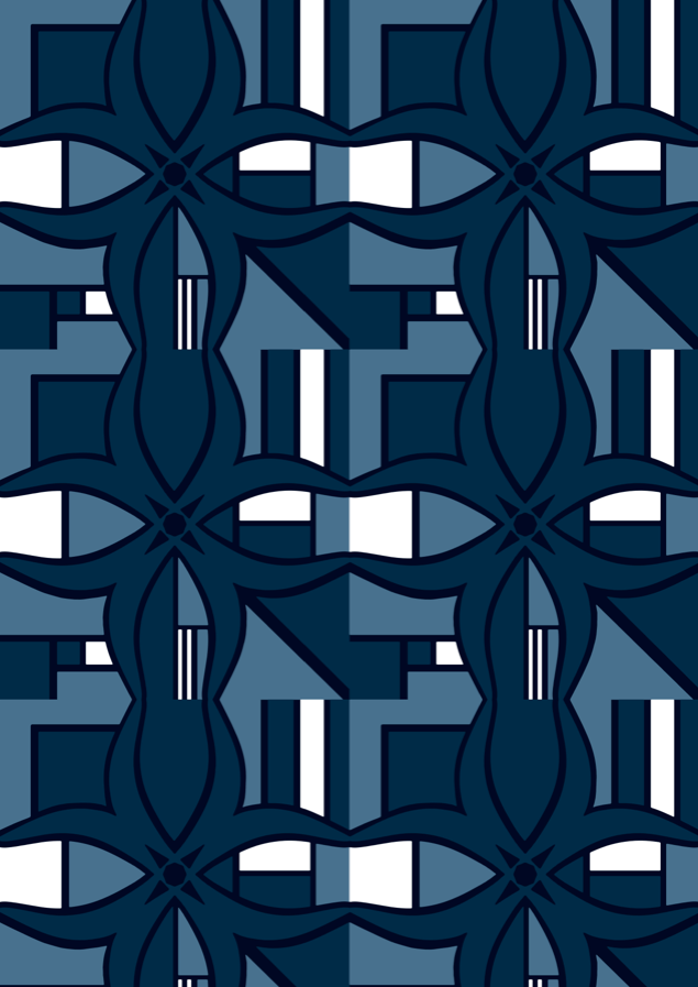 BLOK - Tranquil blue and white geometric designer wallpaper design