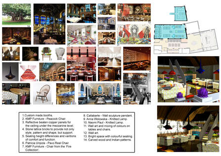 Luke Edwards Interior Design restaurant interior design project concept board with plan and cgi visuals