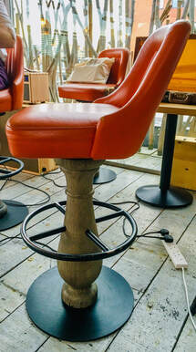 Leather and wood bar stool design