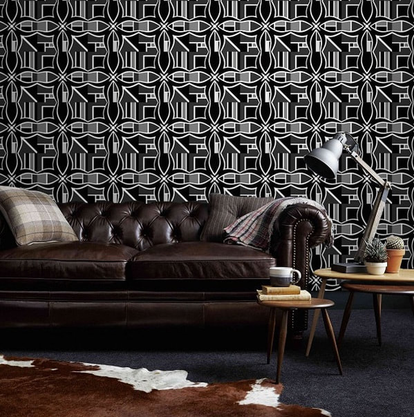 BLOK Comic Noir black white graphical patterned contemporary commercial designer wallpaper on wall in an interior