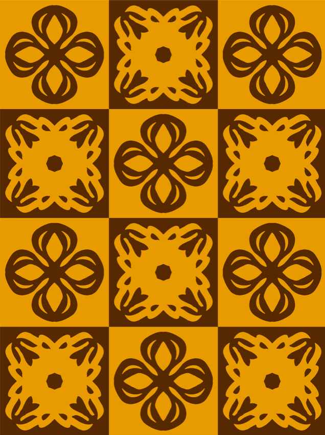 Rokusho - ROKBNGD brown and gold chequred wallpaper with contrasting brown and gold patterns