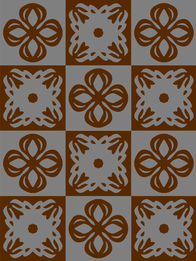 Rokusho - ROKGYBN brown and grey chequred wallpaper with contrasting brown and grey patterns