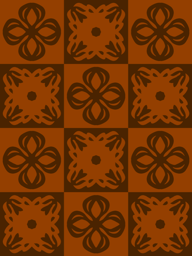 Rokusho - ROKLDBN light brown and dark brown chequred wallpaper with contrasting light and dark brown patterns